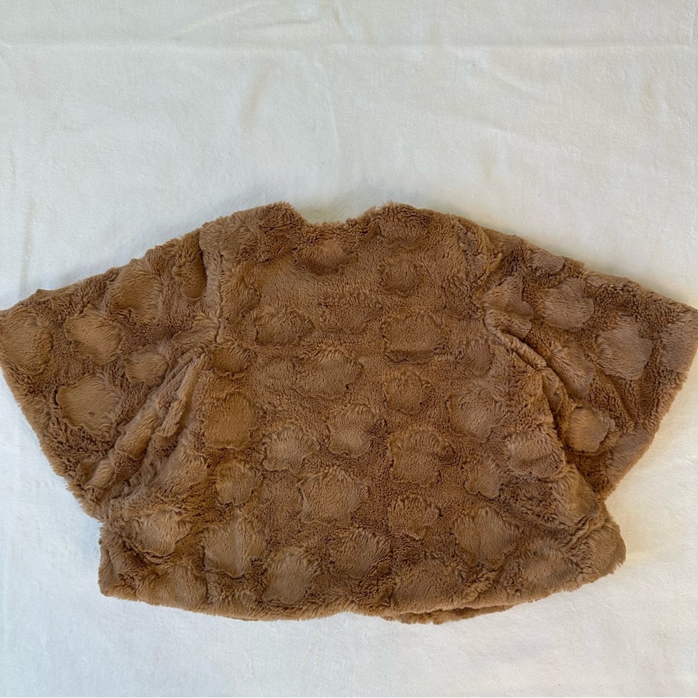 Zara Kids Cotton Furry Teddy Bear Cape Capelet Cheetah Leopard Lined, size 7-8 - Picture 12 of 16
